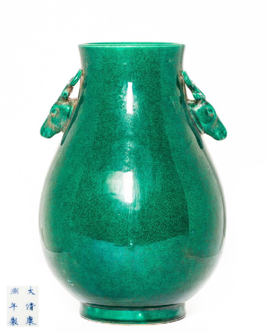 Chinese Antique Green Glazed Porcelain Vase, Qing (1 of 10)