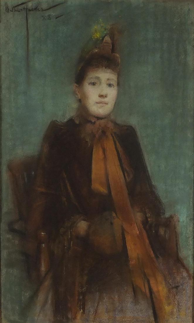 Arthur Hacker 88 - Portrait of a lady, pastel, mounted and framed, 64cm x 38cm Further condition: Arthur Hacker 88 - Portrait of a lady, pastel, mounted and framed, 64cm x 38cm