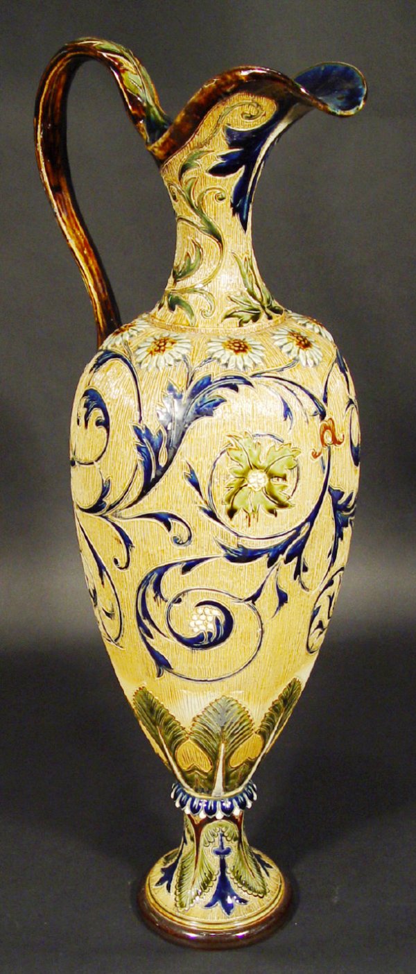 318 Large Fulham stoneware ewer of exhibition size in