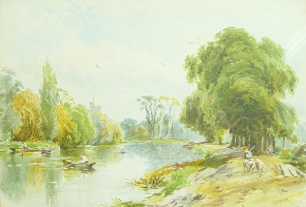 T.J. Soper - Two watercolours of figures in boats