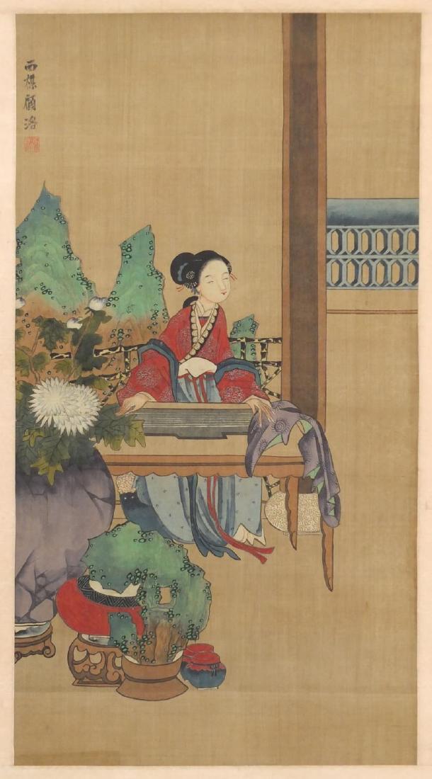 Chinese wall hanging scroll hand painted with a