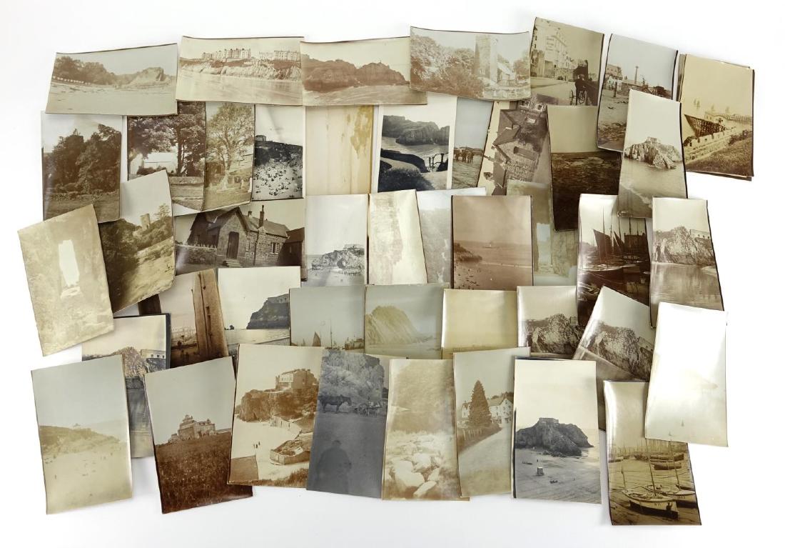 Mostly black and white photographs and postcards: Mostly black and white photographs and postcards including planes, harbours and beach scenes