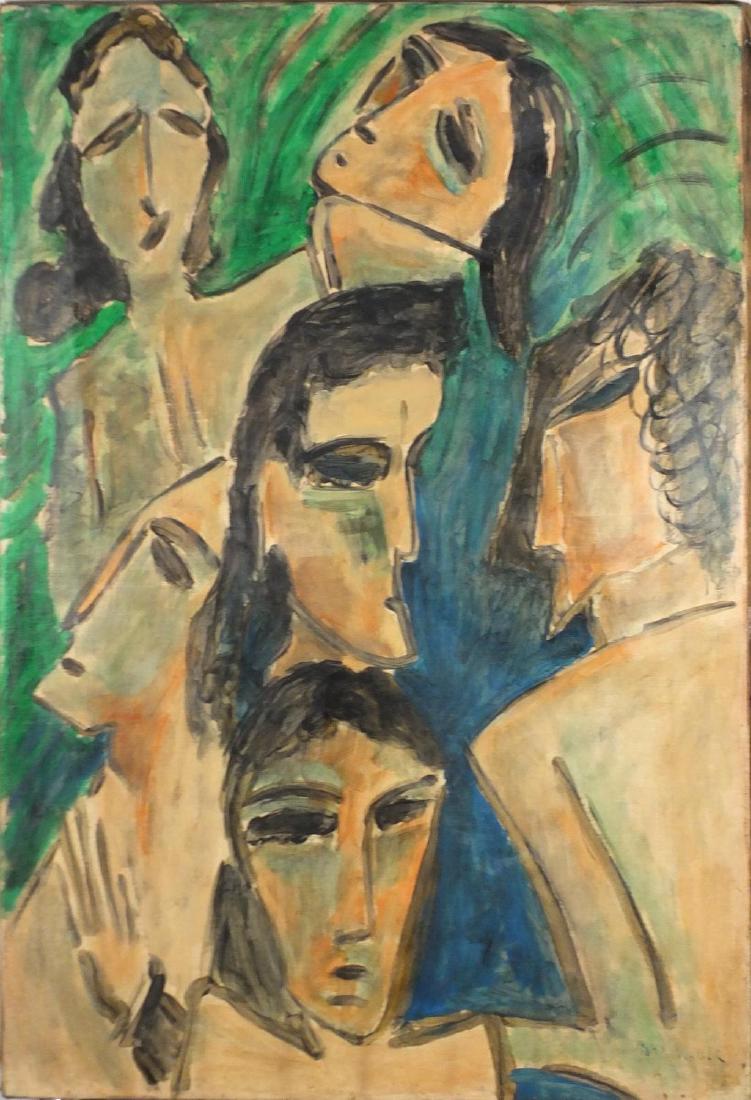 Surreal figures, oil on canvas, bearing a signature Max: Surreal figures, oil on canvas, bearing a signature Max Weber, unframed, 101cm x 67.5cm