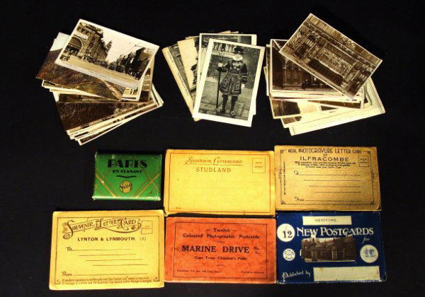 Collection of black and white and colour postcard: Collection of black and white and colour postcards, mostly topographical views, including many European cities