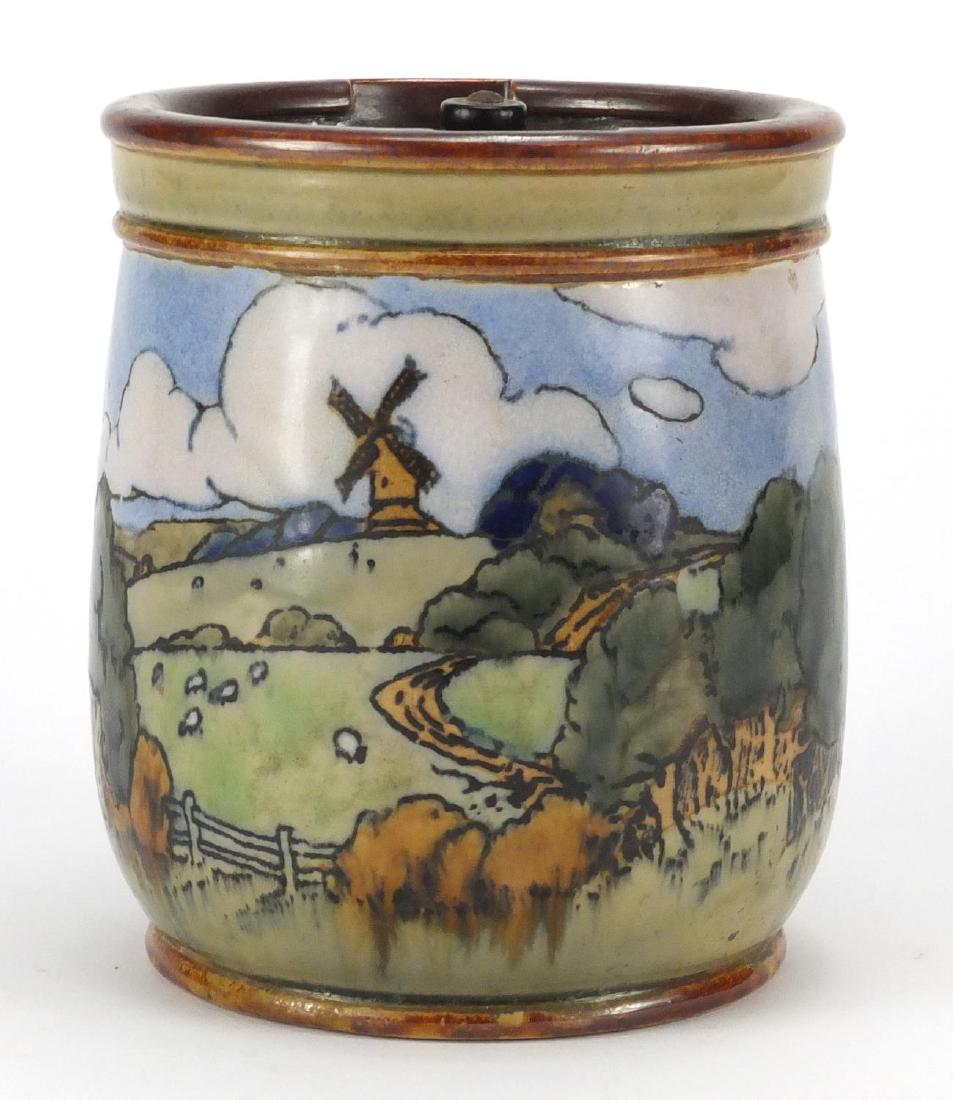Royal Doulton stoneware tobacco jar, hand painted with