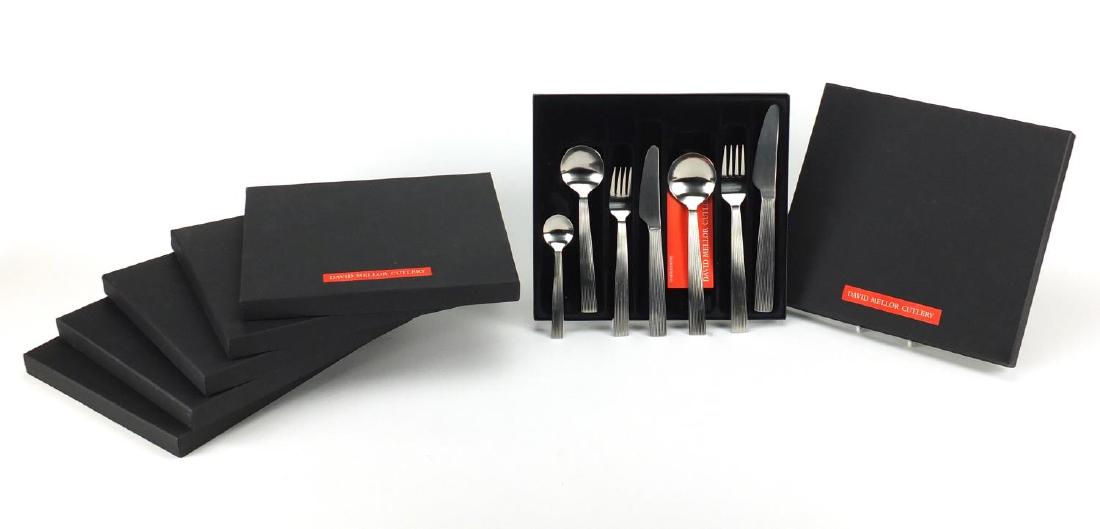 David Mellor six place suite of stainless steel: David Mellor six place suite of stainless steel cutlery, housed in fitted boxes