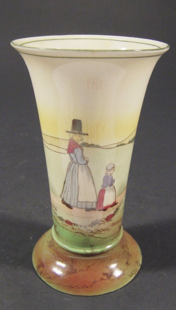 Royal Doulton Seriesware vase, hand coloured and