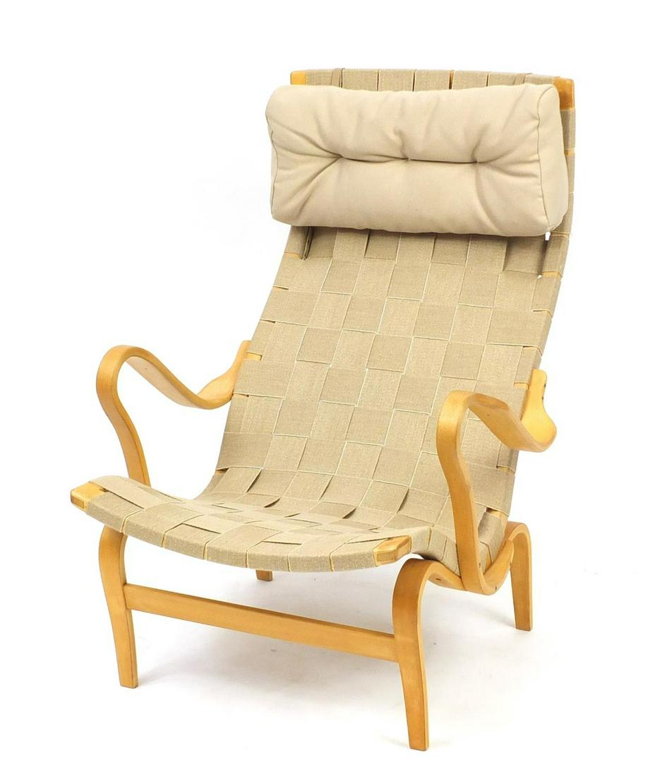 Vintage Swedish bentwood Eva armchair designed by Bruno: Vintage Swedish bentwood Eva armchair designed by Bruno Mathsson, 99cm high