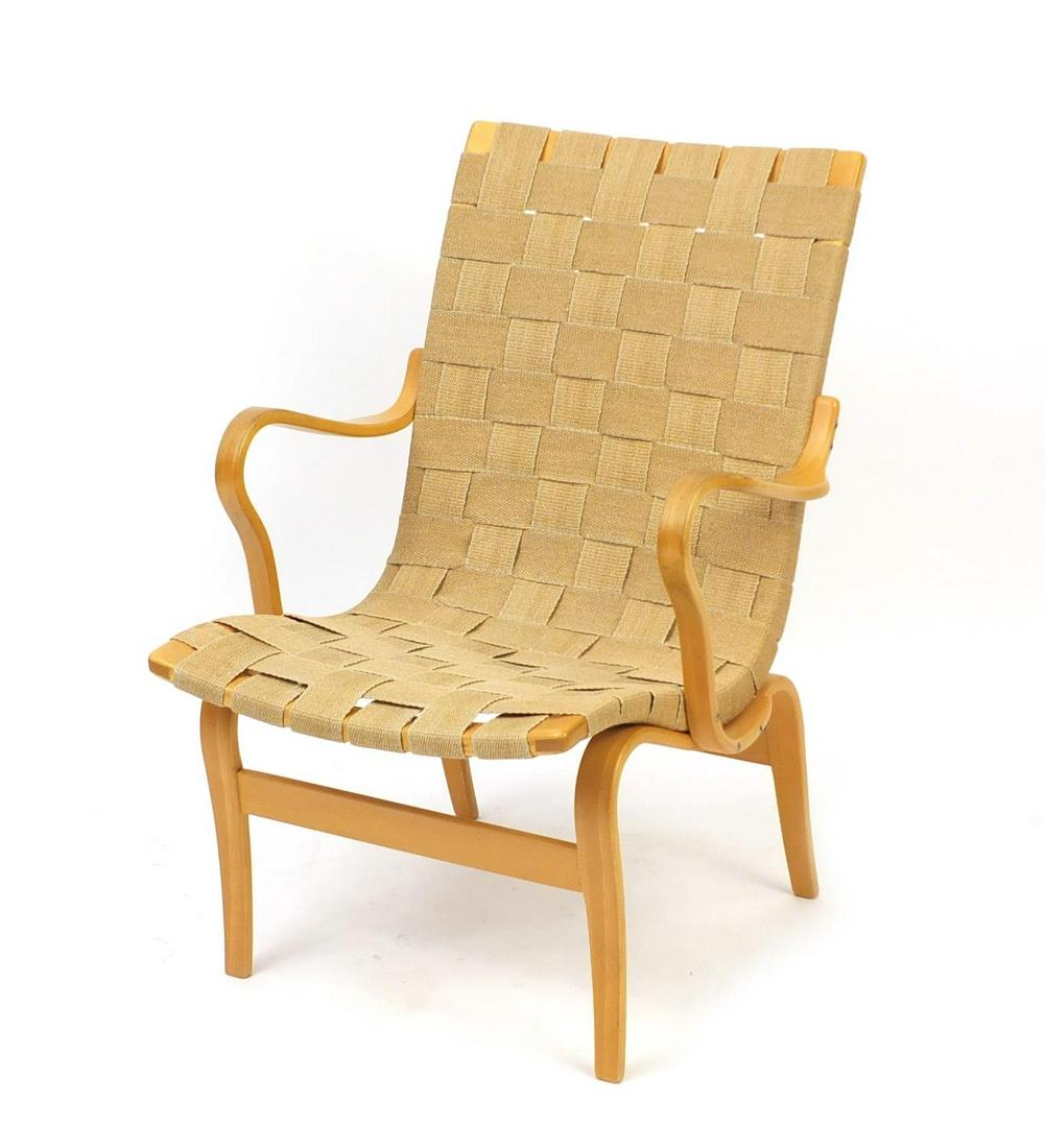 Vintage Swedish bentwood Eva armchair designed by Bruno: Vintage Swedish bentwood Eva armchair designed by Bruno Mathsson, 85cm high