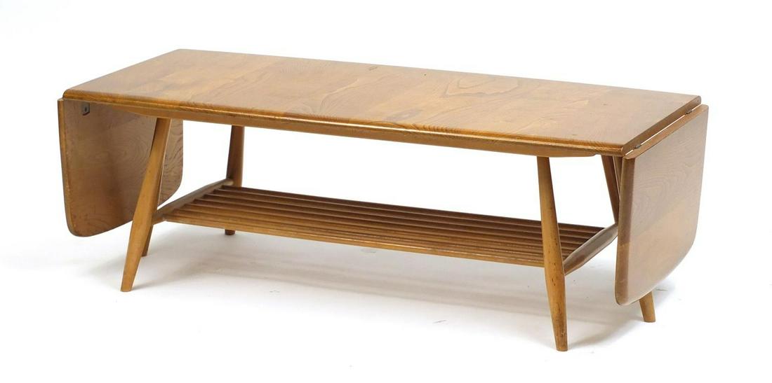 Ercol light elm 456 drop leaf coffee table, 36cm H x: Ercol light elm 456 drop leaf coffee table, 36cm H x 108cm W (folded) x 46cm D