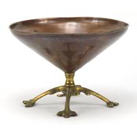 Arts & crafts copper and brass centre piece by William: Arts & crafts copper and brass centre piece by William Arthur Smith Benson, 14cm high x 20cm in diameter