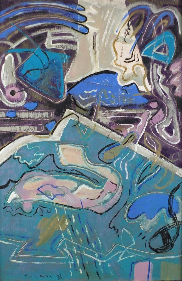 Manner of Patrick Heron - Abstract composition, oil: Manner of Patrick Heron - Abstract composition, oil onto board, framed, 61.5cm x 41cm