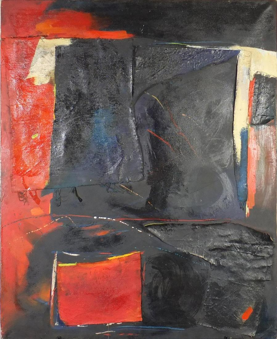 Manner of Alberto Burri - Abstract composition, mixed: Manner of Alberto Burri - Abstract composition, mixed media and collage on canvas, inscribed verso, 115cm x 91cm