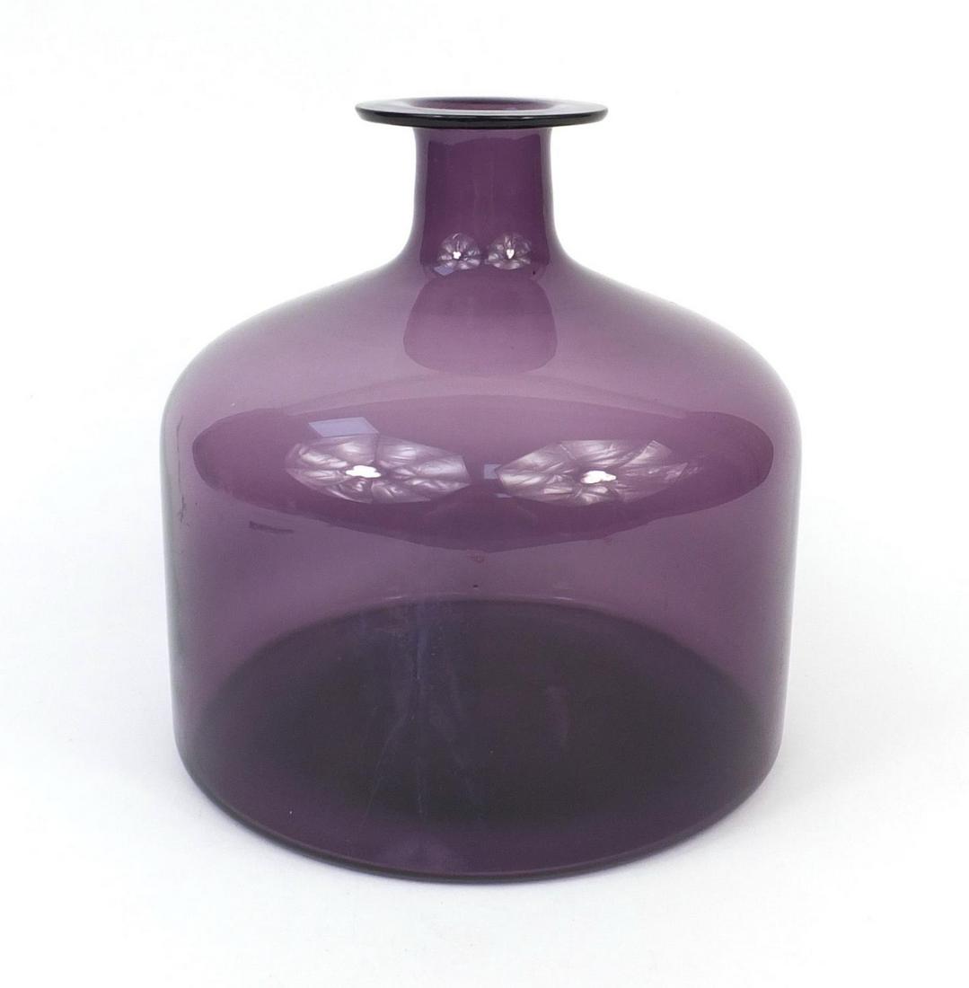 Danish purple art glass vase by Holmegaard, 24cm high: Danish purple art glass vase by Holmegaard, 24cm high