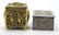 Antique brass tobacco box decorated in relief with - 5