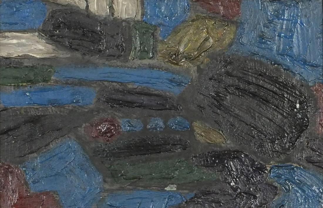 After John Piper - Abstract composition, impasto oil: After John Piper - Abstract composition, impasto oil and canvas, mounted and framed, 38cm x 26cm