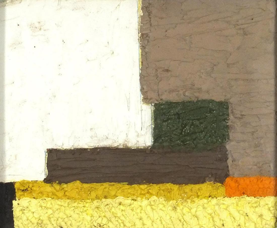 Manner of John Craxton - Abstract composition,: Manner of John Craxton - Abstract composition, geometric shapes, impasto oil, framed and glazed, 29cm x 23cm