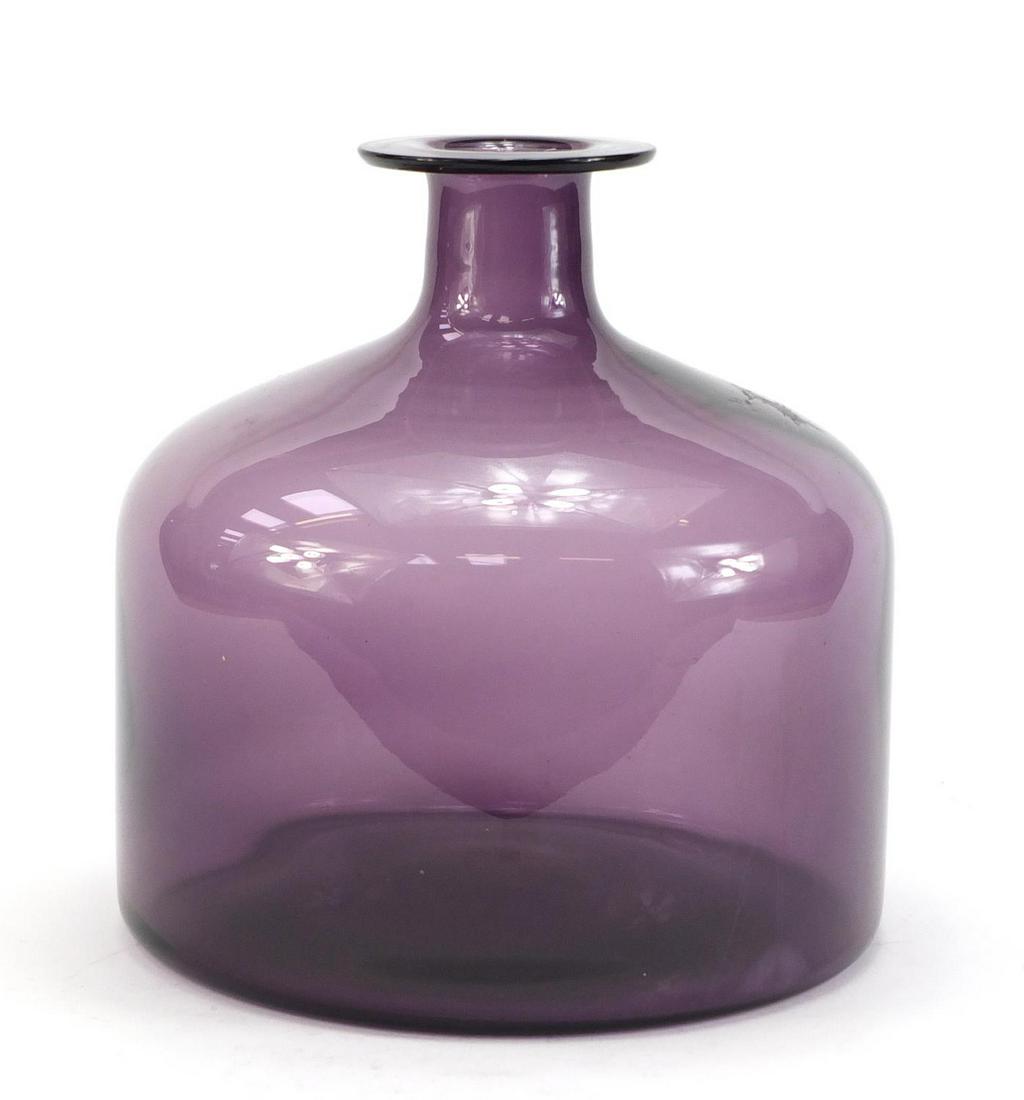 Large pink glass vase in the style of Holmegaard,: Large pink glass vase in the style of Holmegaard, 24.5cm high