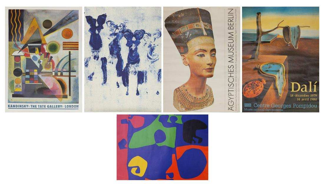 Three Tate modern posters comprising a Patrick Heron: Three Tate modern posters comprising a Patrick Heron example in a Tate tube, a Dali 79-80 poster and a German Berlin Museum Ancient Egypt poster, the largest 100cm x 70cm