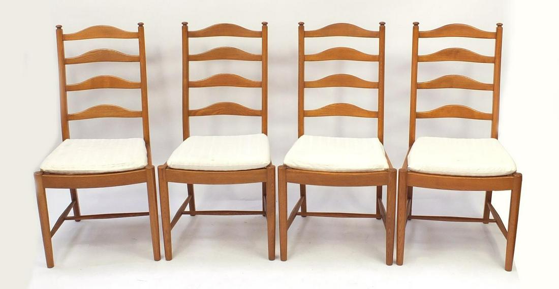 Set of four Ercol ladder back dining chairs, each: Set of four Ercol ladder back dining chairs, each 99.5cm high