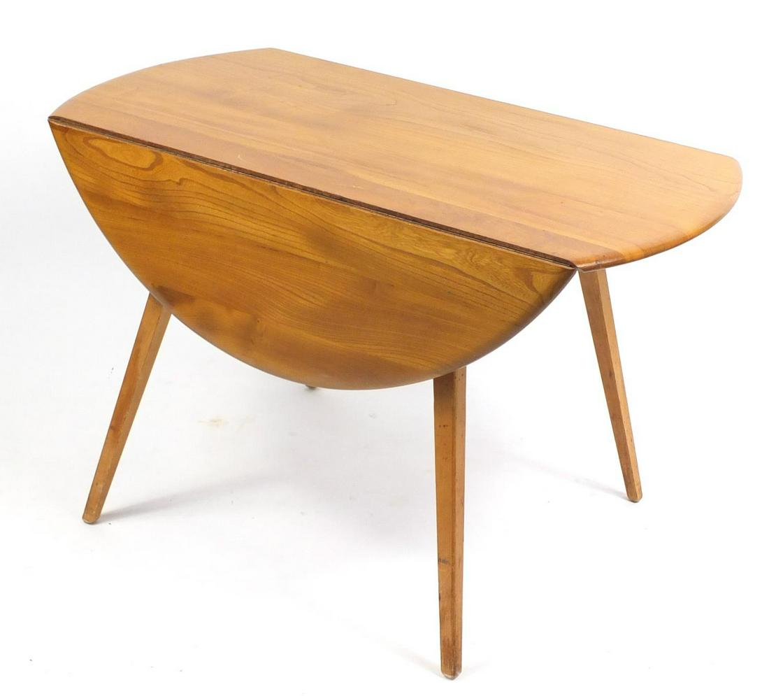Ercol light elm drop leaf dining table, 71cm H x 120cm: Ercol light elm drop leaf dining table, 71cm H x 120cm W (extended) x 112cm D