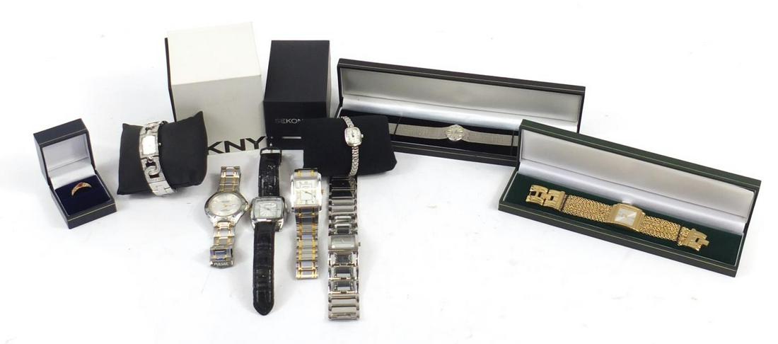 Ladies and gentlemen's wristwatches including a silver: Ladies and gentlemen's wristwatches including a silver Rotary, DKNY, Sekonda and Pulsar