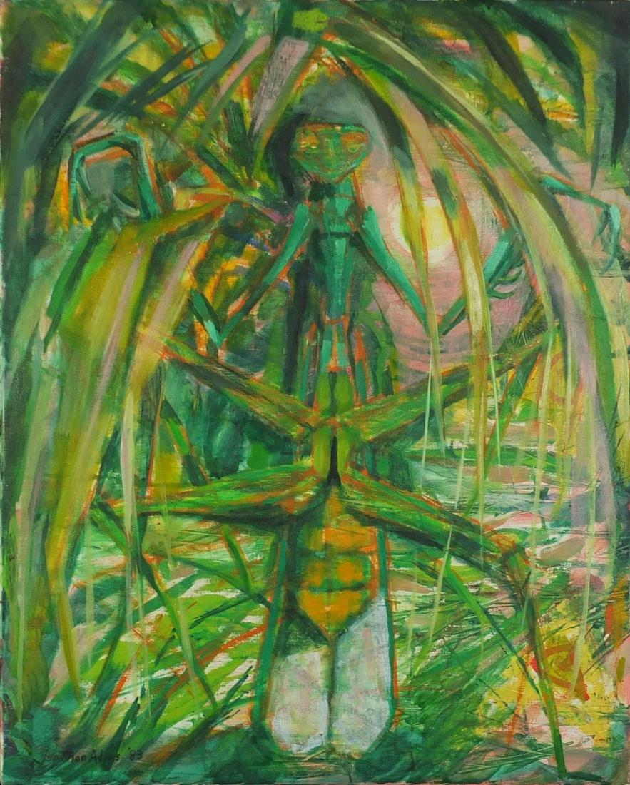 Jonathan Adams 1983 - Abstract composition, oil on: Jonathan Adams 1983 - Abstract composition, oil on canvas, stamp verso, framed, 76.5cm x 61cm excluding the frame