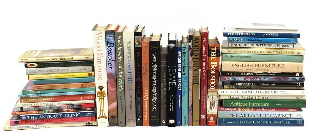 Collection of antique and collectable related reference: Collection of antique and collectable related reference books including An Assemblage of Indian Army Soldiers and Uniforms, The Illustrated Book of Pistols, African Arms and Armour, Exotic Postcards,