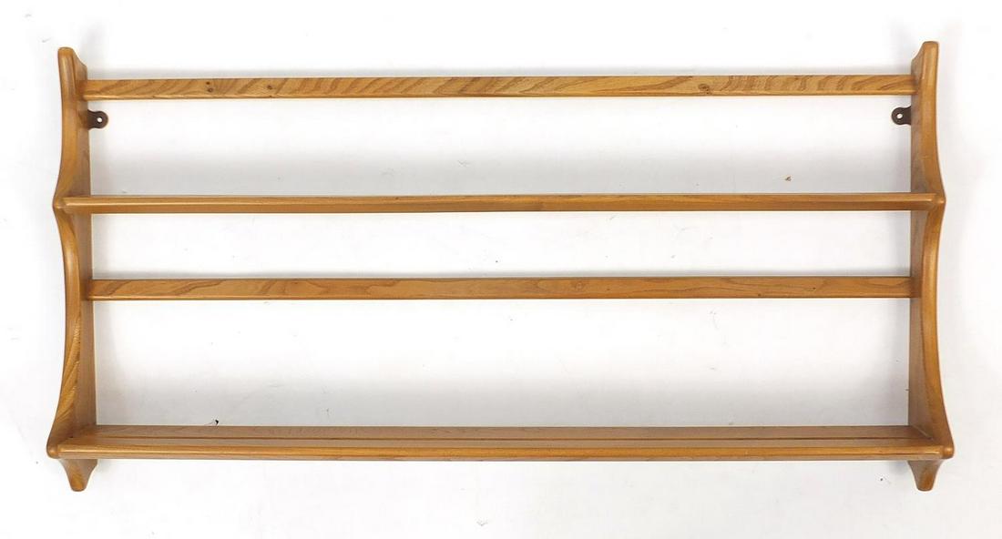 Ercol light elm two shelf plate rack, 50cm x 97cm: Ercol light elm two shelf plate rack, 50cm x 97cm