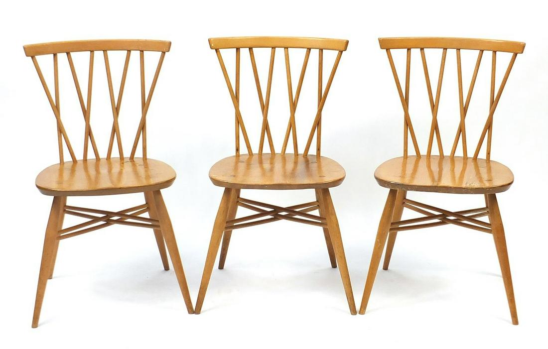 Lucian Ercolani for Ercol pair of 1970's candlestick: Lucian Ercolani for Ercol pair of 1970's candlestick dining chairs, each 78cm high