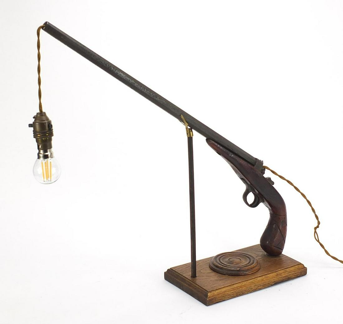 Industrial antique gun design table lamp, 50cm high: Industrial antique gun design table lamp, 50cm high