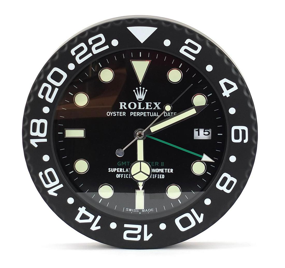 Rolex GMT-Master II design dealer's display wall clock,: Rolex GMT-Master II design dealer's display wall clock, 34cm in diameter
