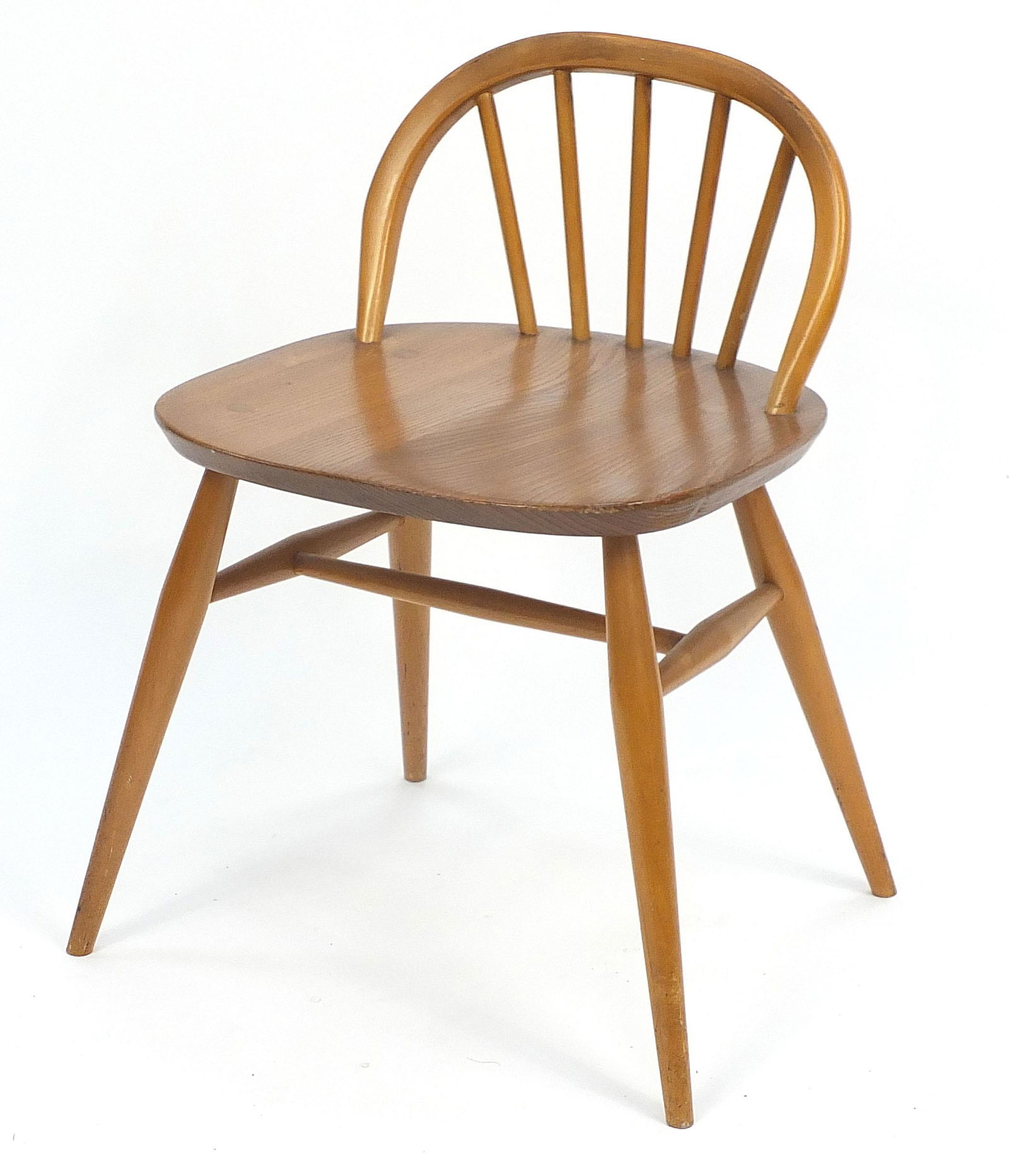 Ercol light elm dressing table chair, 63cm high: Ercol light elm dressing table chair, 63cm high
