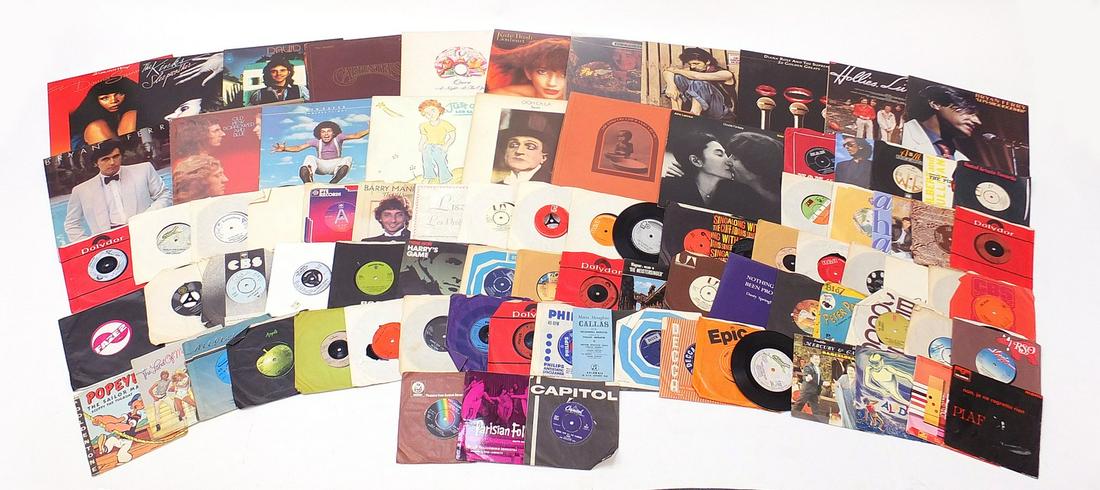 Vinyl LP's and 45 rpm records including ...: Vinyl LP's and 45 rpm records including George Harrison, The Concert for Bangladesh box set, Leo Sayer, Slade, Bryan Ferry, John Lennon & Yoko Ono, The Carpenters, Queen, Bob Dylan and Dusty Springfie