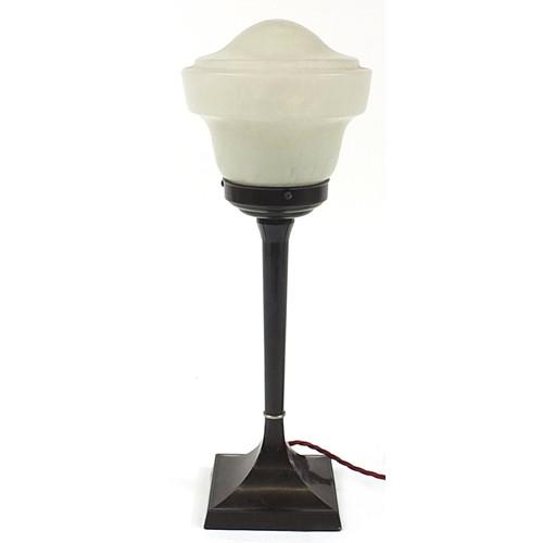Art Deco bakelite desk lamp with mottled glass shade, Feb 16, 2022