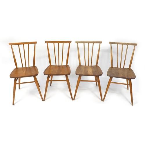 Set of four Ercol light elm stick back chairs, 80.5cm: Set of four Ercol light elm stick back chairs, 80.5cm high