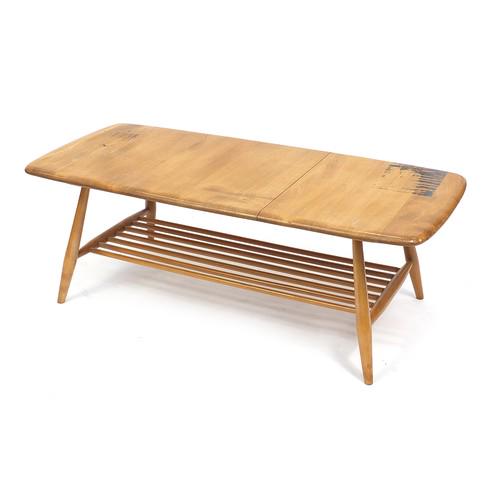 Ercol light elm coffee table with under tier, 34.5cm H: Ercol light elm coffee table with under tier, 34.5cm H x 105cm W x 45.5cm D
