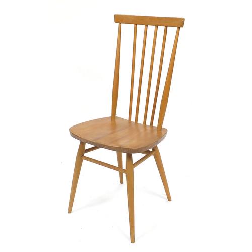 Ercol light elm stick back chair, 94cm high: Ercol light elm stick back chair, 94cm high