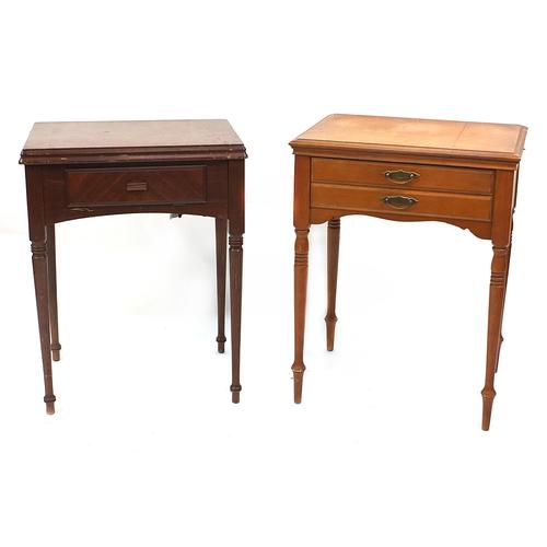 Two vintage Singer sewing machine tables, the largest (1400) on Feb 18