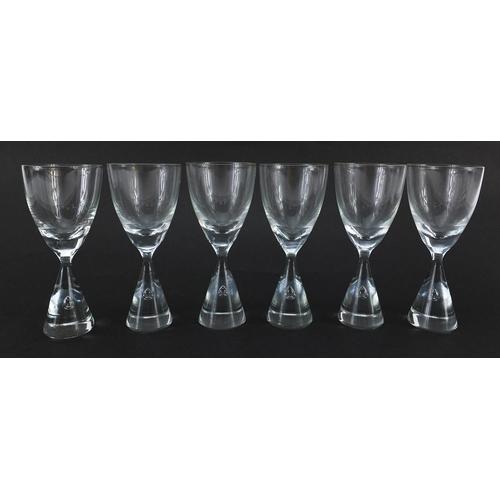 Set of six clear glass liqueur glasses, possibly Holmegaard, each 10.5cm high: Set of six clear glass liqueur glasses, possibly Holmegaard, each 10.5cm high
