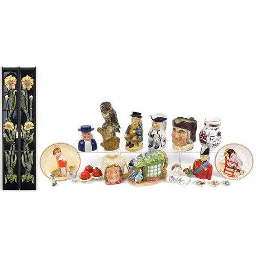 Collectable china and Art Nouveau style tiles including Royal Worcester Prince Regent jug, Tony