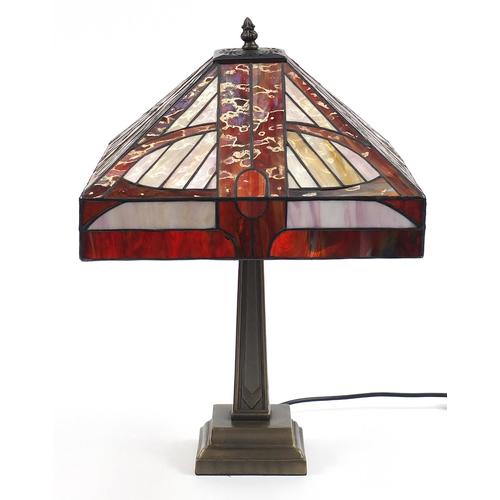 Tiffany design bronzed table lamp with shade, 51cm high Mar 18, 2022