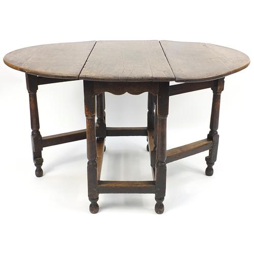 Antique oak gateleg table, 73cm H x 102cm W x 43cm D when closed: Antique oak gateleg table, 73cm H x 102cm W x 43cm D when closed
