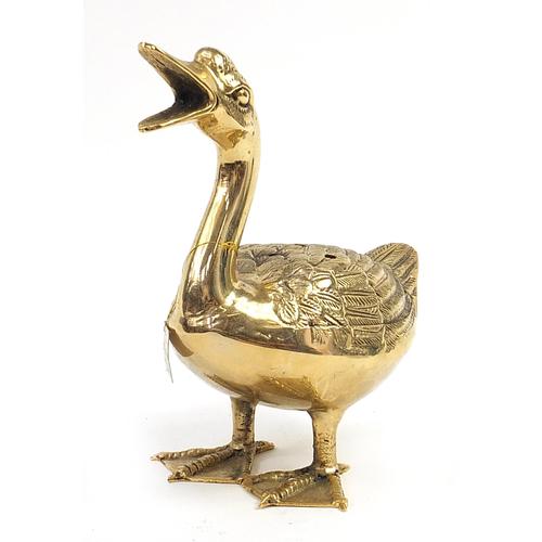 Fondica, French brass sculpture of a duck, 27cm high (0690) on Jun 09, 2022 Eastbourne