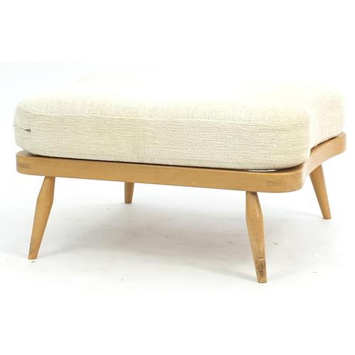 Ercol light elm Windsor footstool, 37cm H x 70cm W x 30cm D: Ercol light elm Windsor footstool, 37cm H x 70cm W x 30cm D