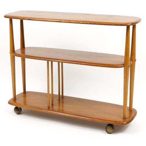 Ercol light elm three tier room divider, 71cm H x 91cm W x 31cm D: Ercol light elm three tier room divider, 71cm H x 91cm W x 31cm D