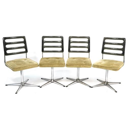 Set of four mid century Chromcraft Lucite and stainless steel dining chairs, 87cm high: Set of four mid century Chromcraft Lucite and stainless steel dining chairs, 87cm high
