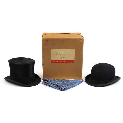 Gentlemen's Scott & Co Piccadilly moleskin top hat with box and a Dunn