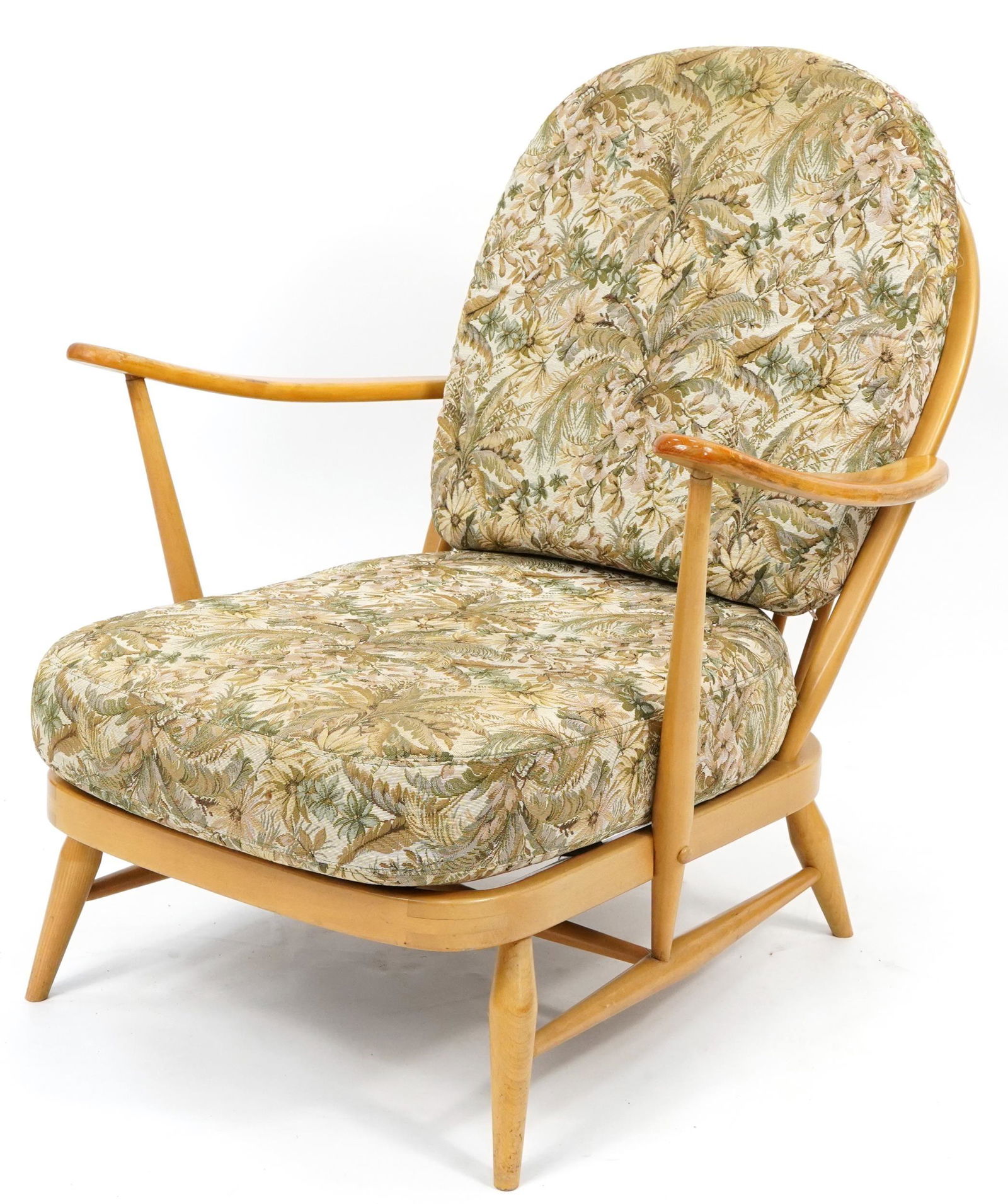 Ercol Windsor 203 light elm armchair with lift off cushions, 77cm H x 71cm W x 95cm D: Ercol Windsor 203 light elm armchair with lift off cushions, 77cm H x 71cm W x 95cm D