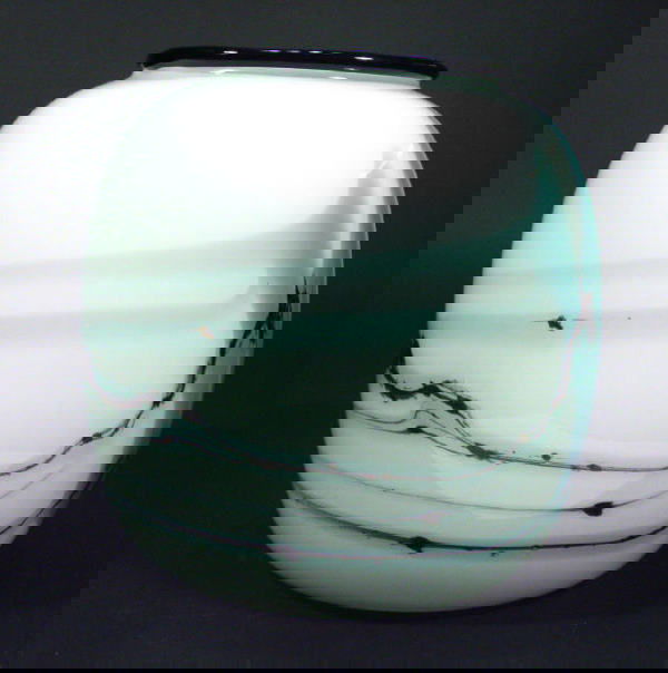 Unmarked Holmegaard Atlantis series glass vase, wi: Unmarked Holmegaard Atlantis series glass vase, with smoked decoration onto a white ground, designed by Michael Bang, 15cm high